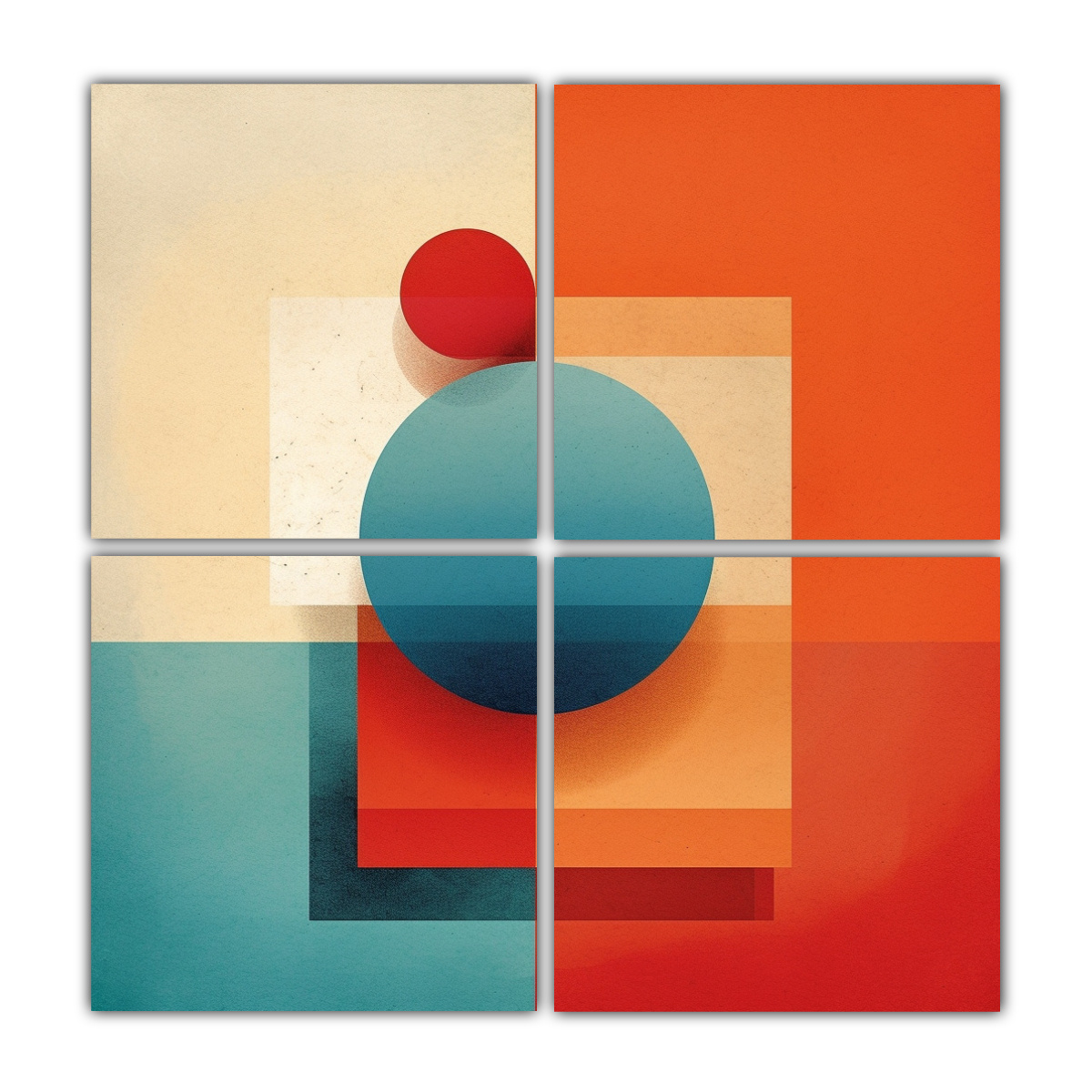 CUADRO ACUARELA COMBINACIÓN GEOMÉTRICA AZUL 100X100 CM - 1