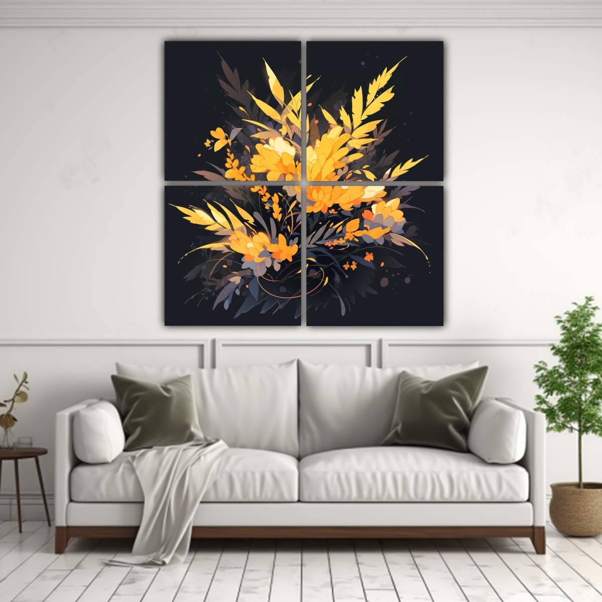 CUATRO CUADROS FOTOGRAFÍA VISUAL AMARILLO 120X120 CM - 2