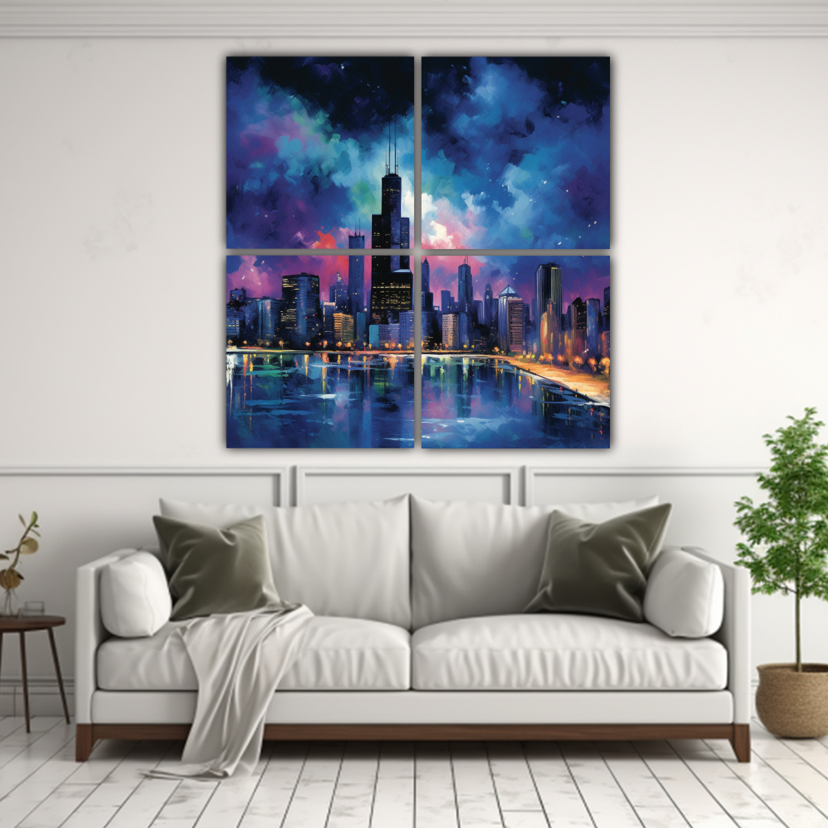 CUATRO LIENZOS ACUARELA FIGURAS PINTURA DE 80X80 CM - 2