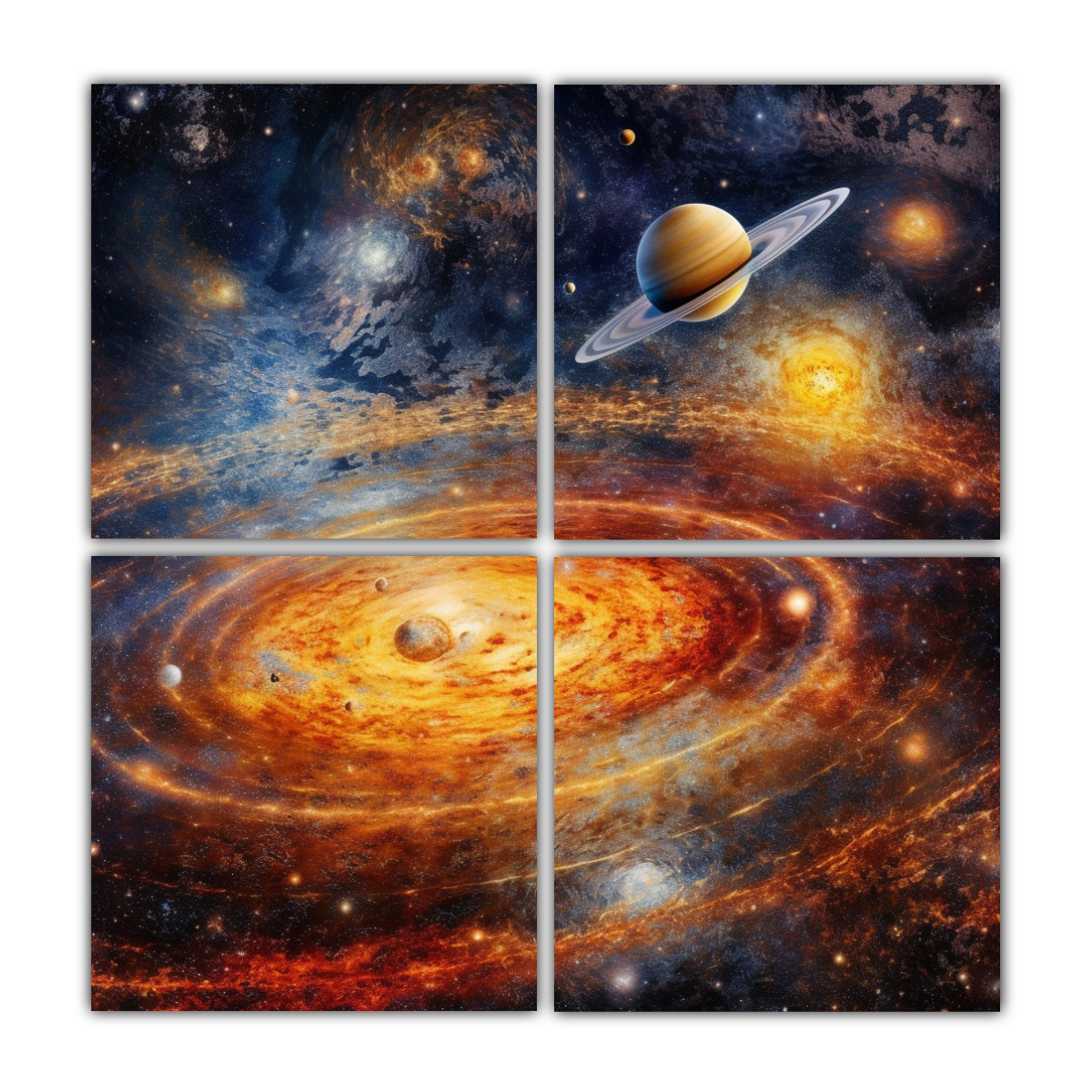 CUADROS ENIGMÁTICOS GALAXIA SISTEMA SOLAR Y PLANO 140X140 CM - 1