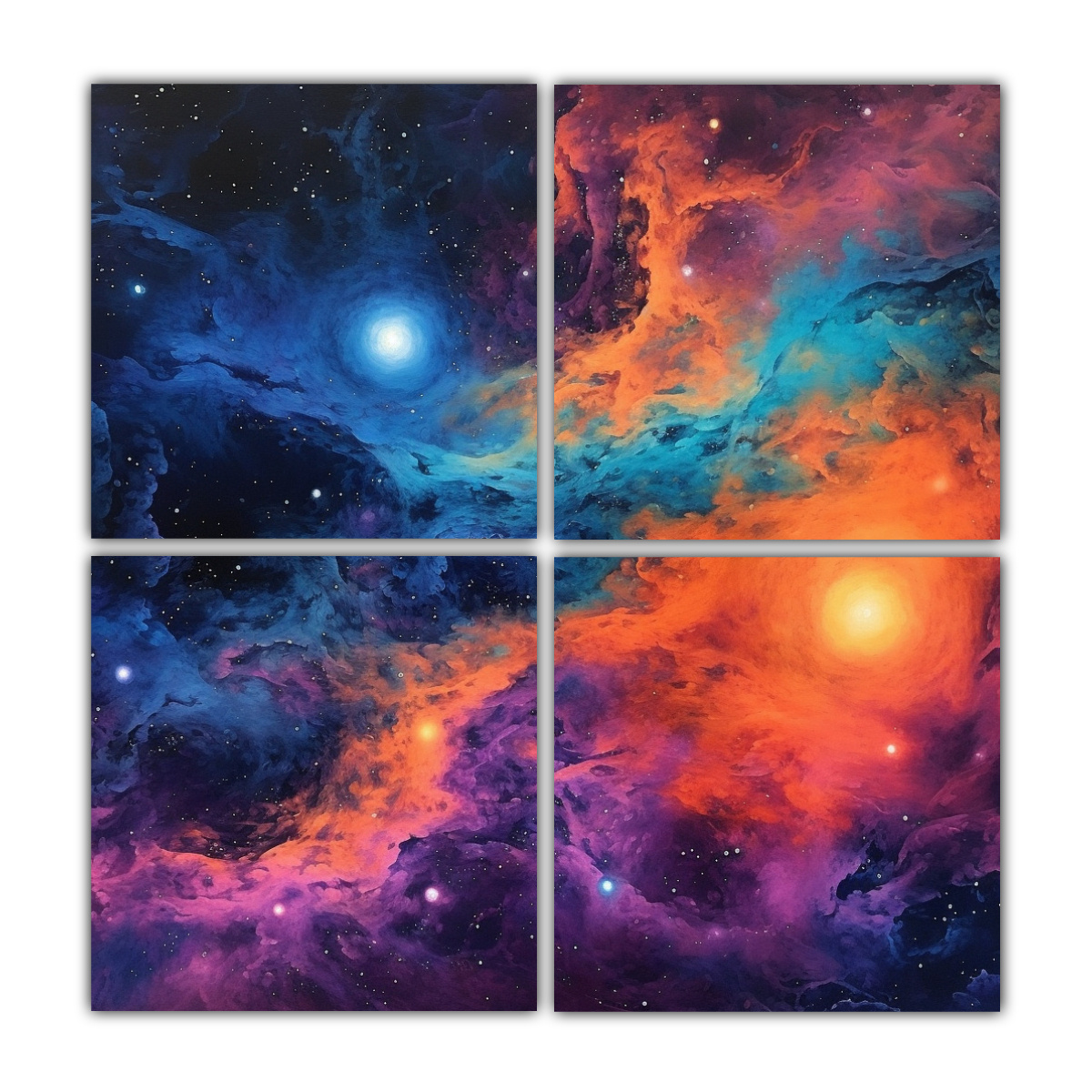 4 LIENZOS DE TELA DIBUJO CYAN LÍNEA RESISTENTES 80X80 CM - 1