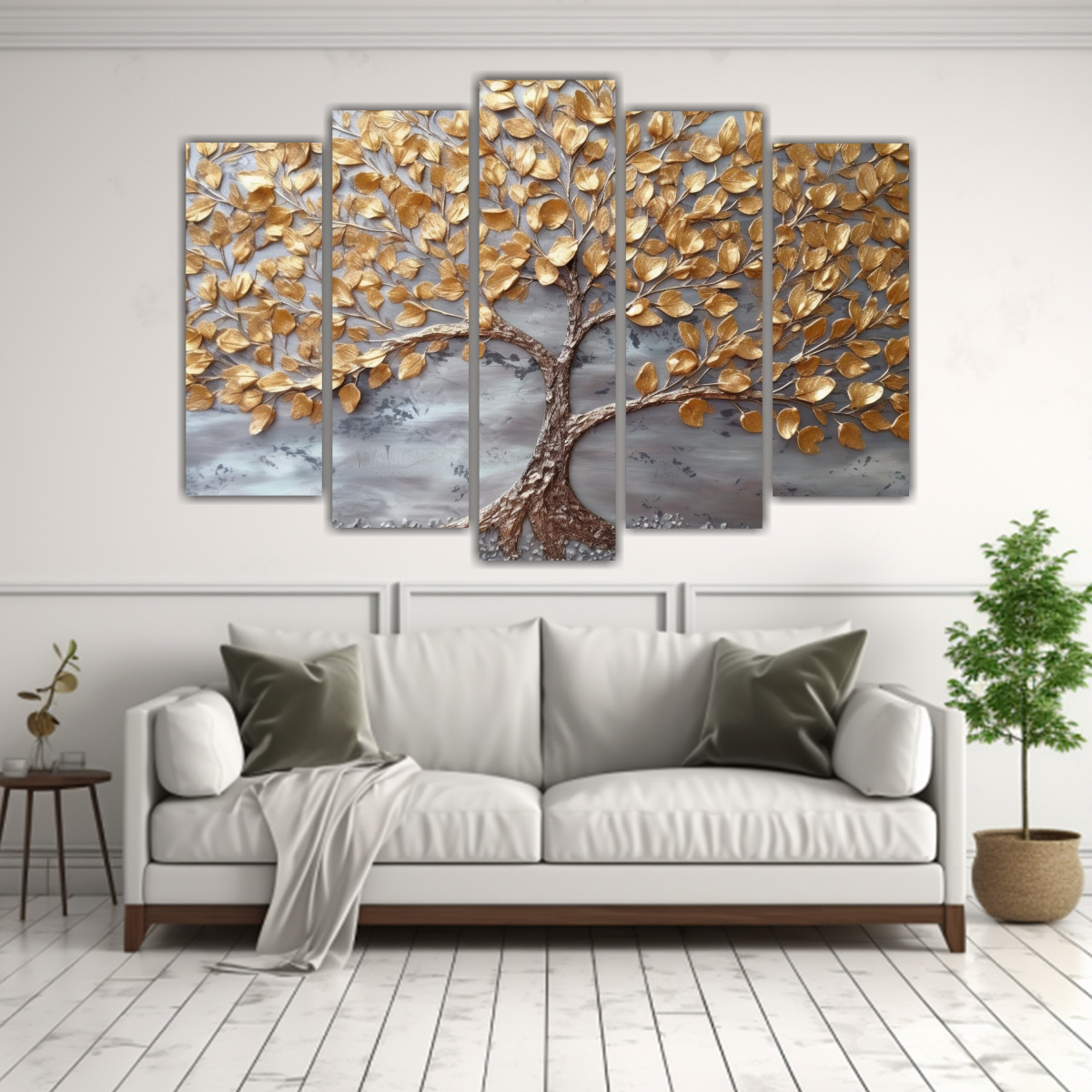 PINTURAS DECORATIVAS DE ÁRBOL DE LA VIDA DORADO 150X100 CM - 2