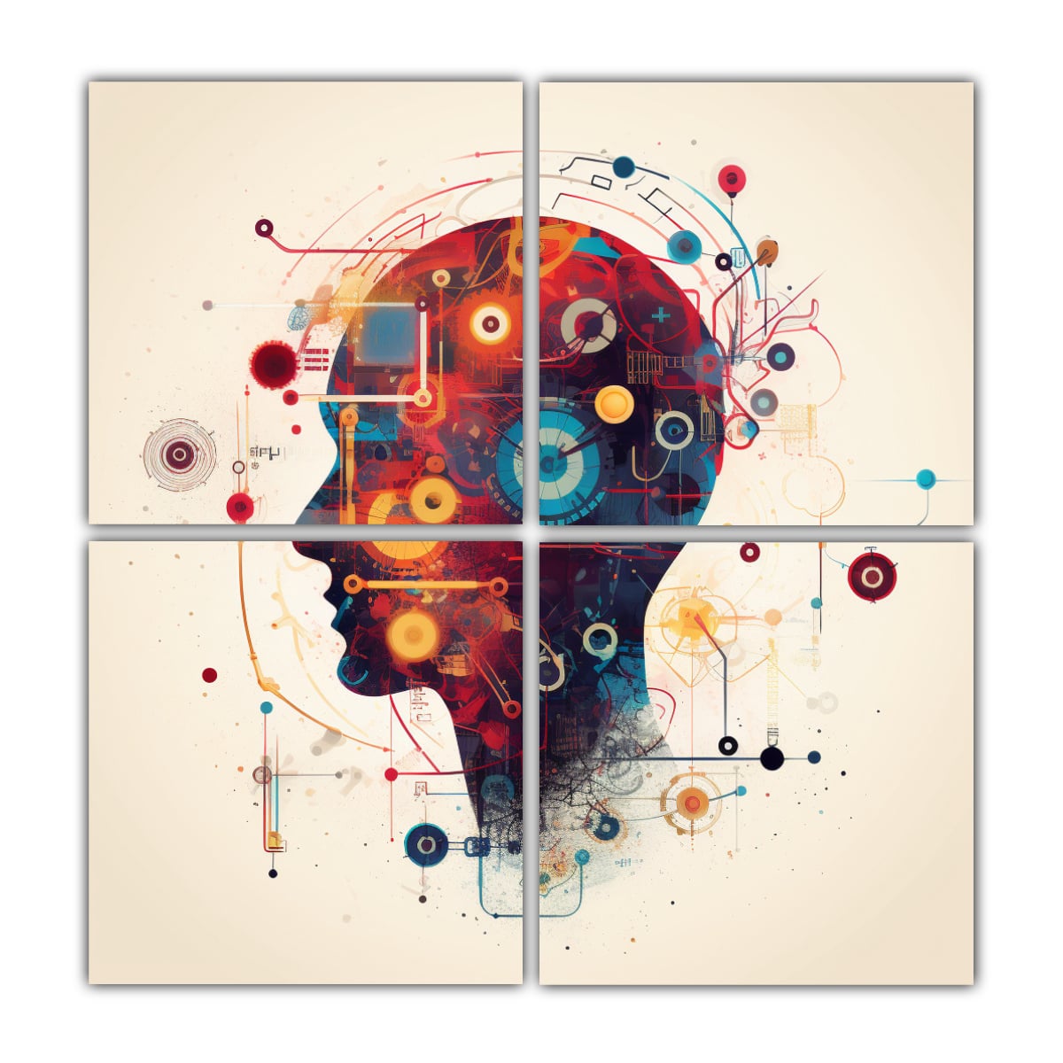 CUATRO TELAS EN BASTIDOR MINIMALISTA DE ALTA 80X80 CM - 1