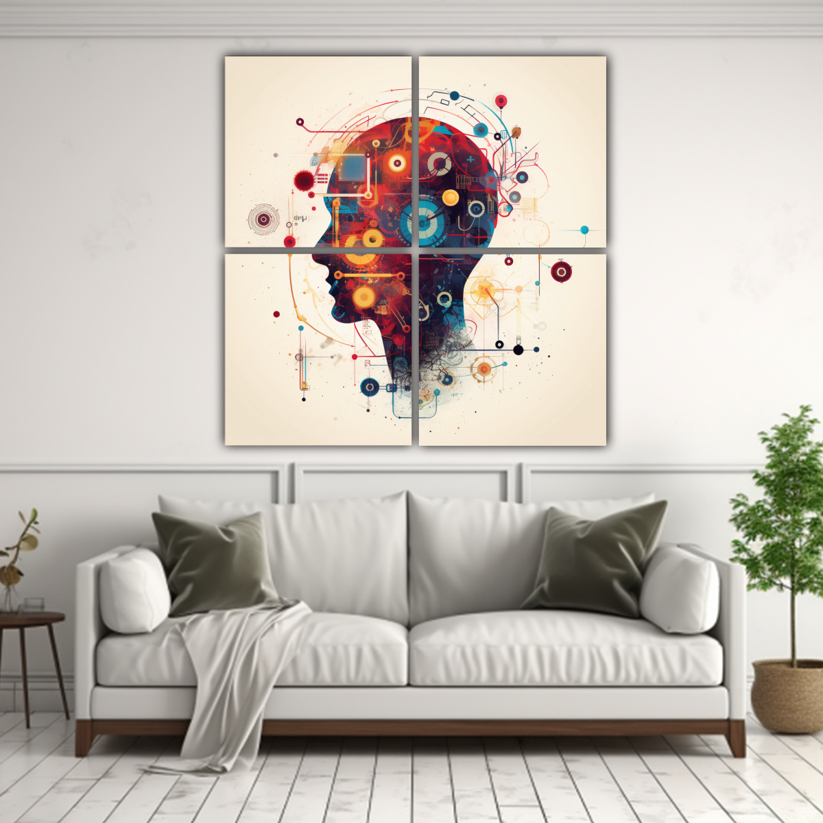 CUATRO TELAS EN BASTIDOR MINIMALISTA DE ALTA 80X80 CM - 2