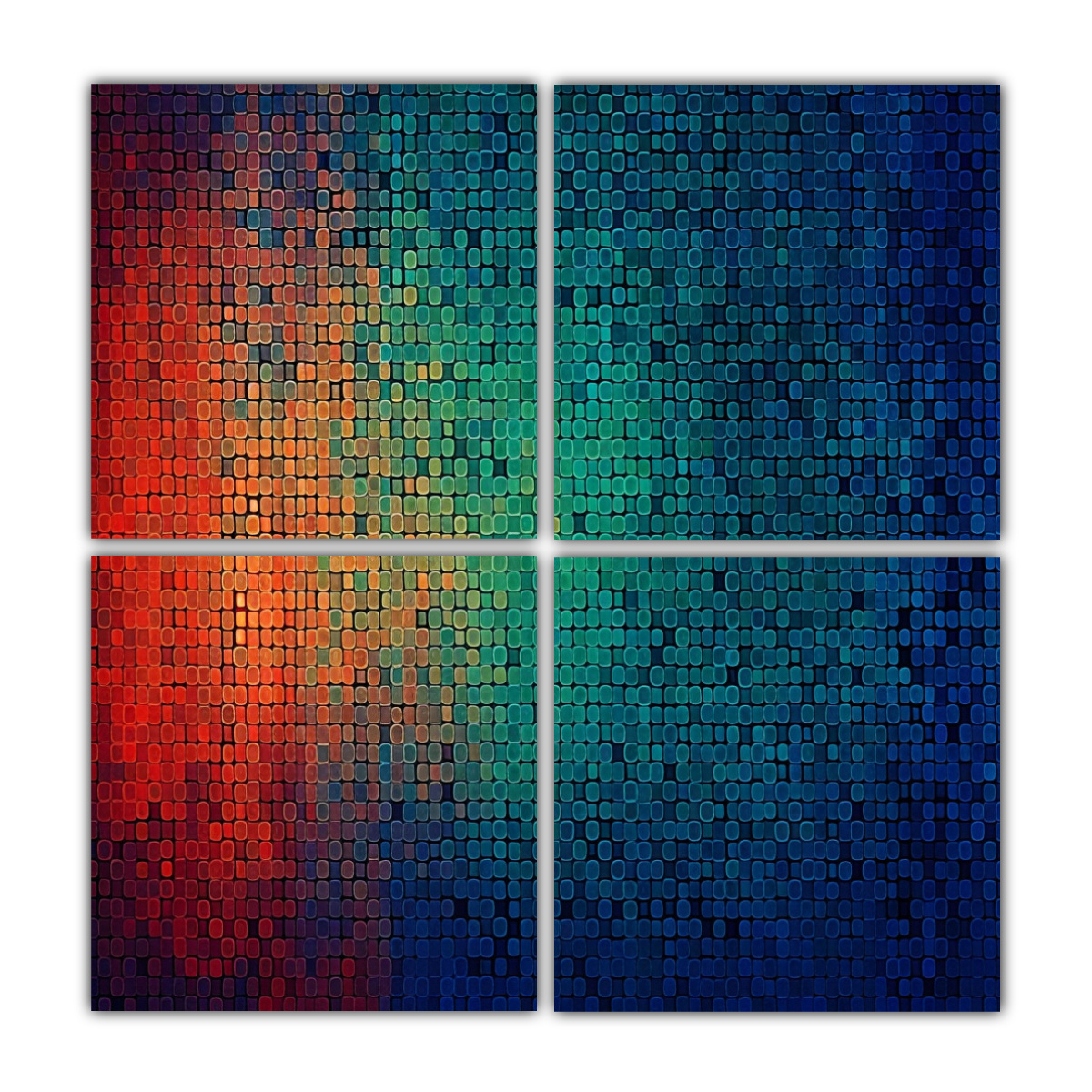 CUATRO LIENZOS ABSTRACTOS TEMATICOS CON PIXELES 40X40 CM