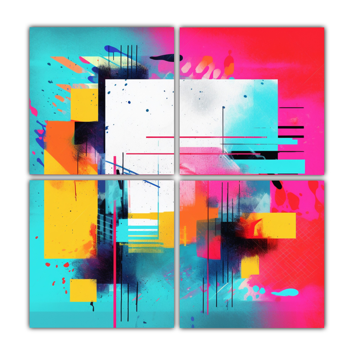 CUADROS GEOMÉTRICOS ABSTRACTOS MULTICOLORES PARA 100X100 CM - 1
