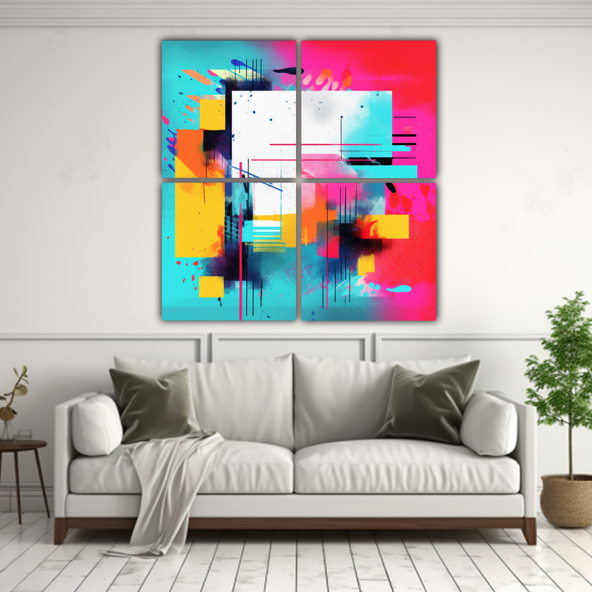 CUADROS GEOMÉTRICOS ABSTRACTOS MULTICOLORES PARA 100X100 CM - 2