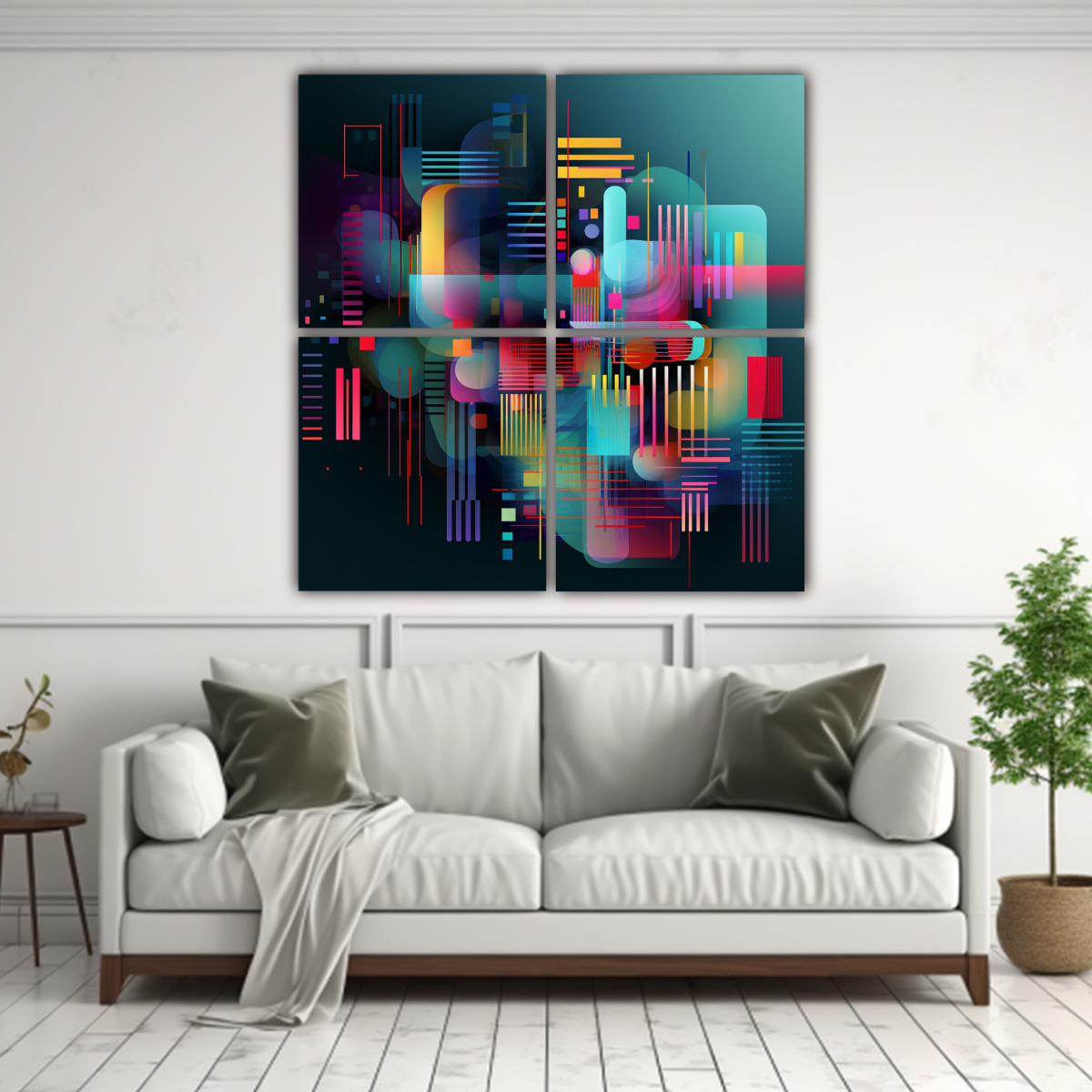 CUADRO ABSTRACTO TEMÁTICA IA PARA DECORACIÓN 100X100 CM - 2