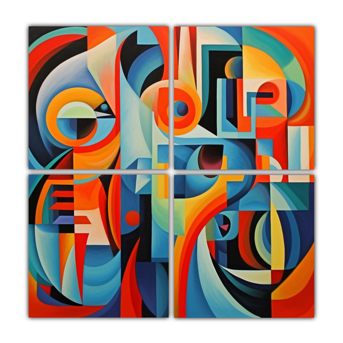 ADORNO EN ESTILO FUTURISTA ABSTRACTO CUBISTA DE 120X120 CM - 1