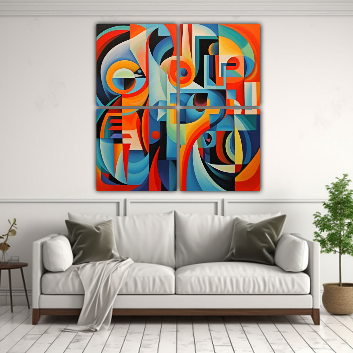 ADORNO EN ESTILO FUTURISTA ABSTRACTO CUBISTA DE 120X120 CM - 2