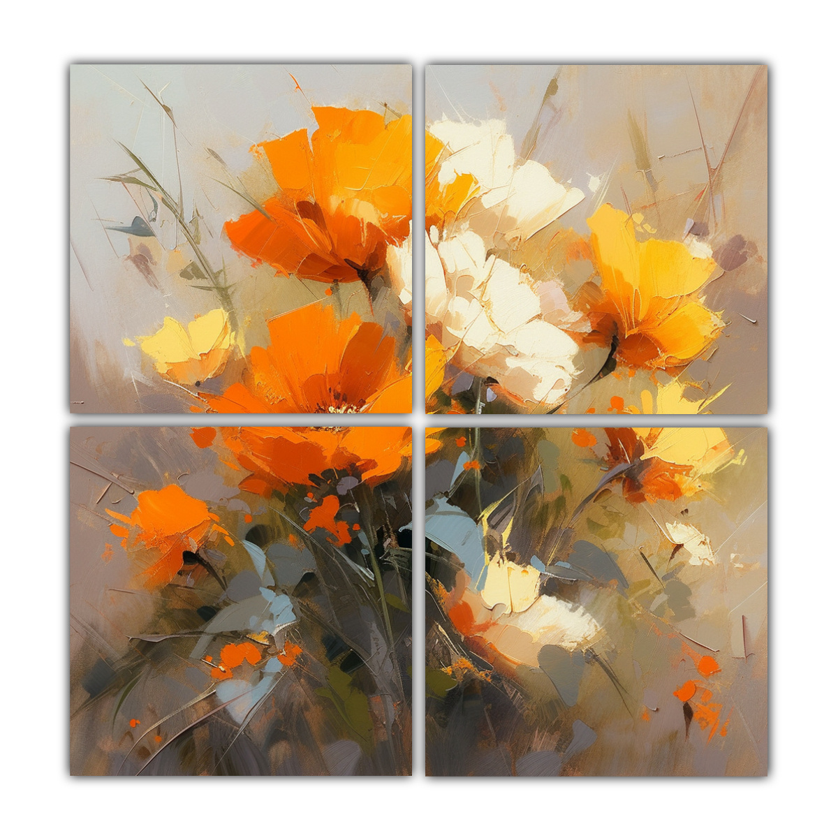CUATRO TELAS EQUILIBRIO VISUAL AMARILLO NARANJA 180X180 CM - 1