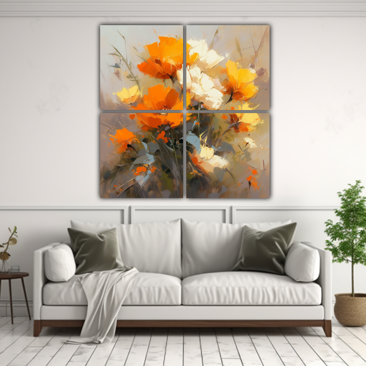 CUATRO TELAS EQUILIBRIO VISUAL AMARILLO NARANJA 180X180 CM - 2