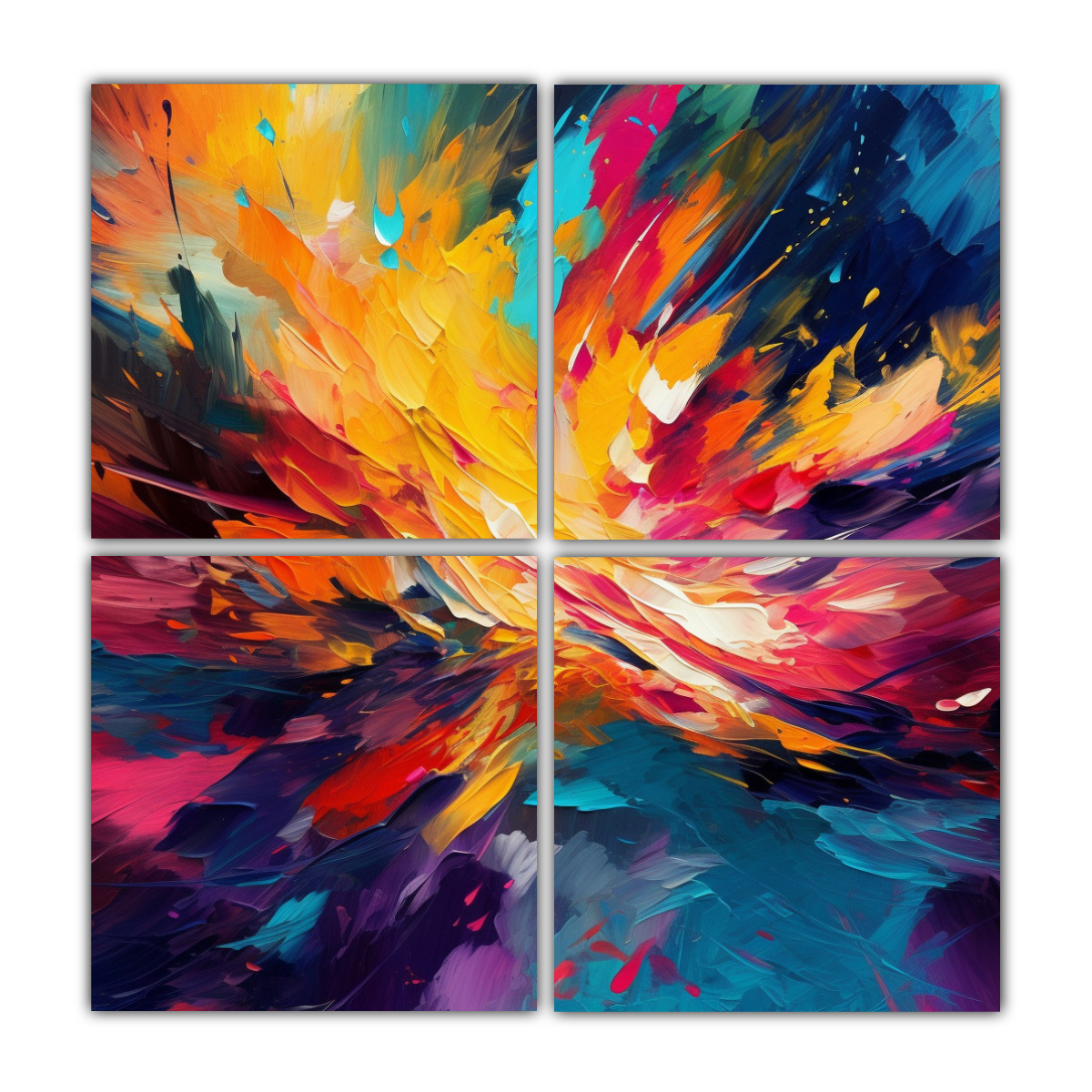 PINTURAS ABSTRACTAS VIBRANTES DE COLORES VIVOS EN 100X100 CM - 1