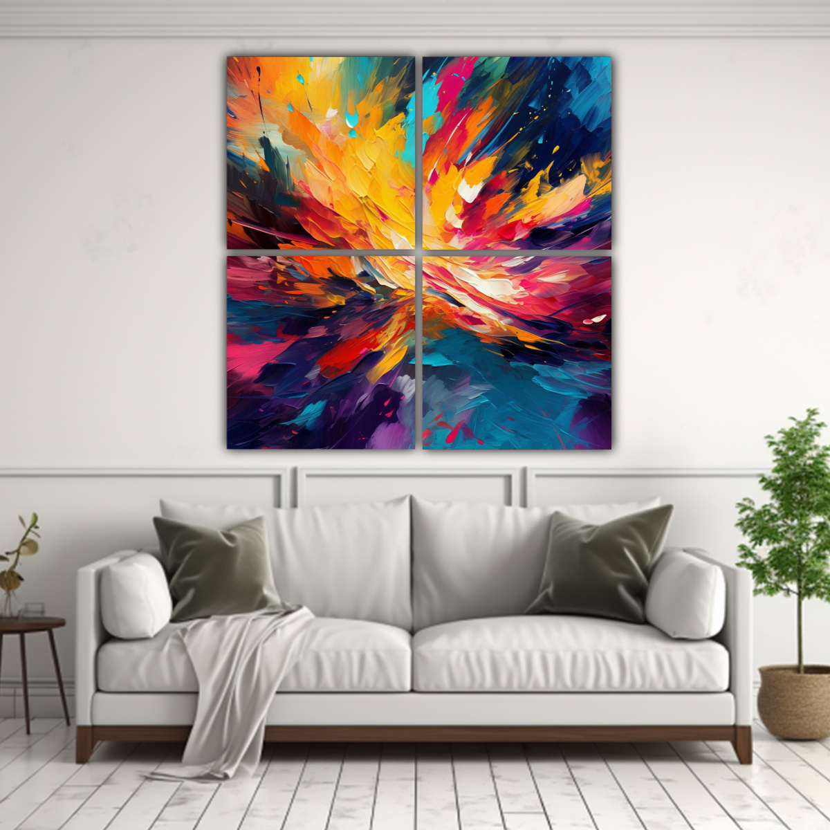 PINTURAS ABSTRACTAS VIBRANTES DE COLORES VIVOS EN 100X100 CM - 2