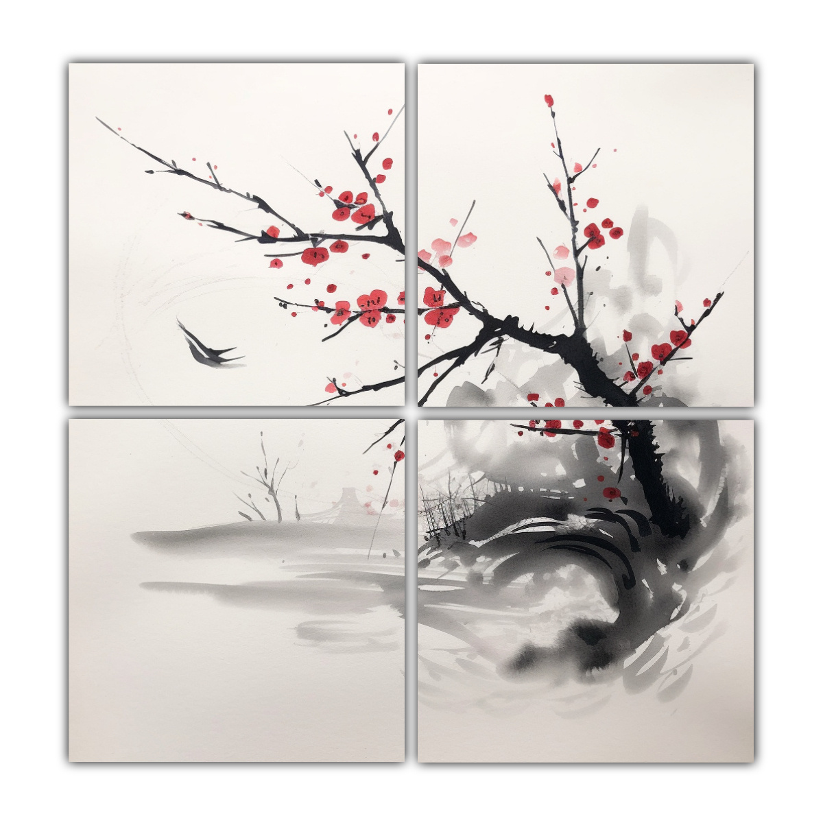 4 LIENZOS DE TELA COMPOSICIÓN COMBINACIÓN 60X60 CM - 1