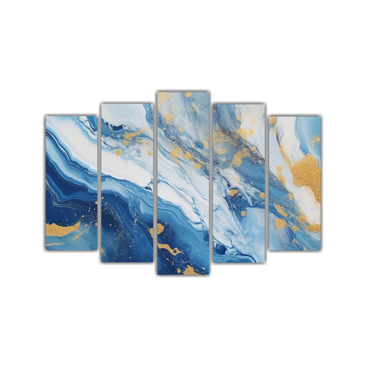 CUADRO ABSTRACTO AZUL Y DORADO CON TEXTURA 125X75 CM - 1