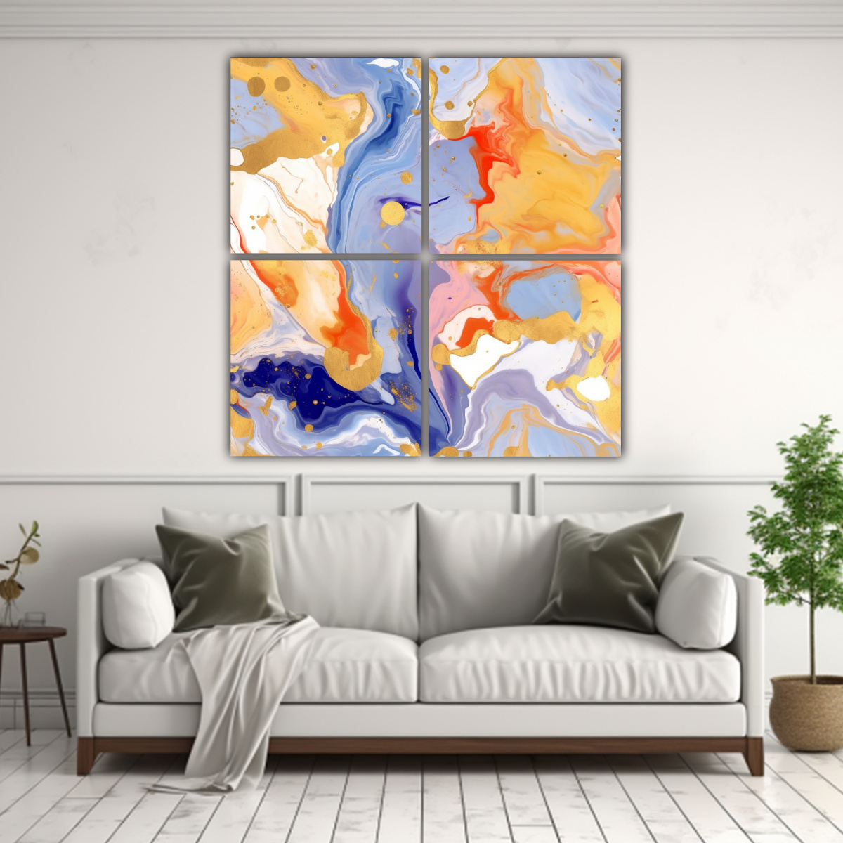CUADRO ABSTRACTO IMPRESO HABITACIÓN MÁRMOL 60X60 CM - 2