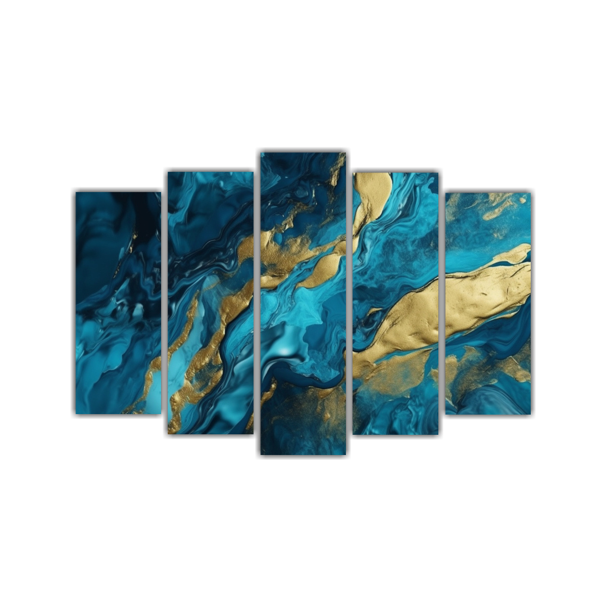 PINTURA ABSTRACTA AZUL LÍQUIDO CON LÍNEA 150X100 CM - 1
