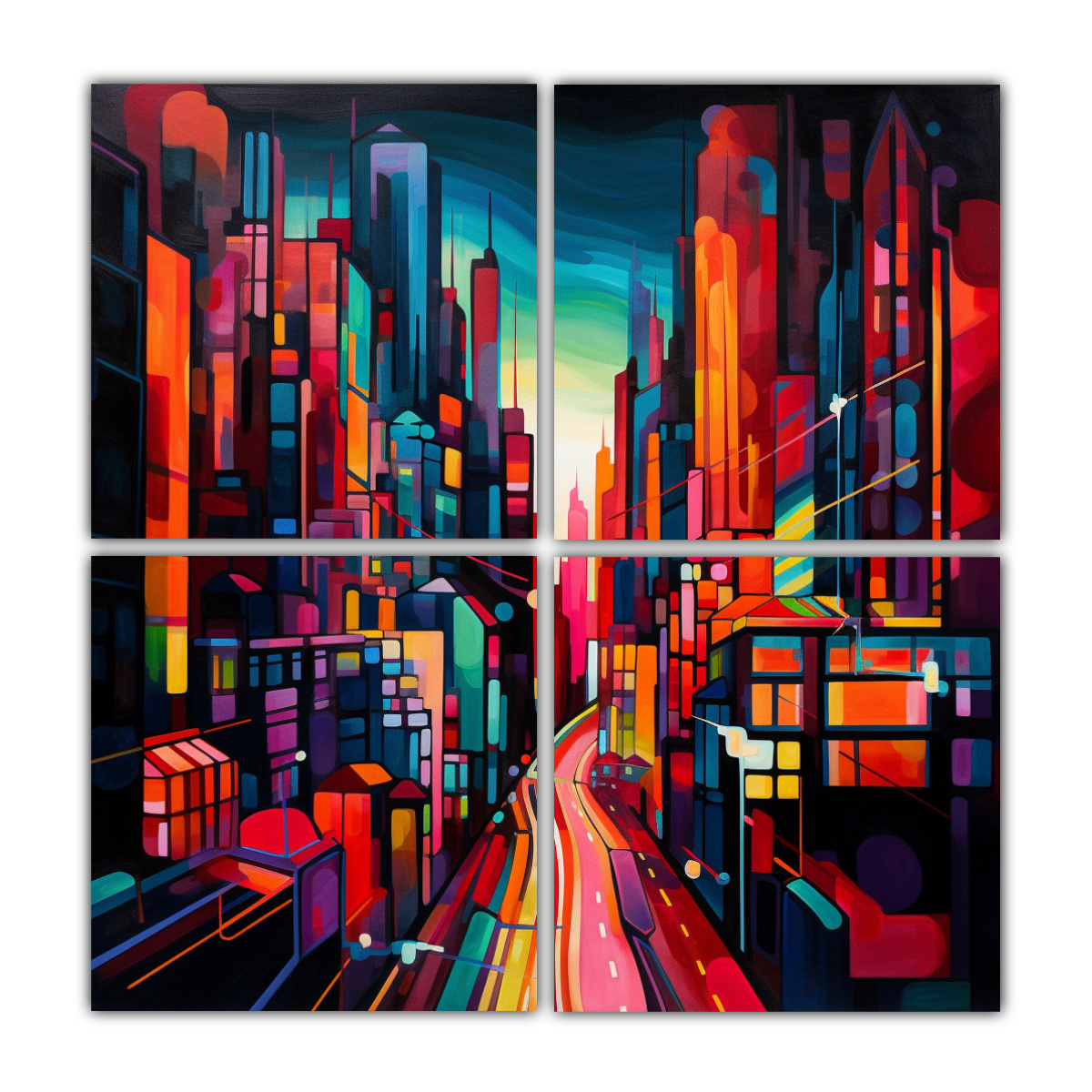 CUATRO TELAS EN BASTIDOR DISEÑO SIMÉTRICO 180X180 CM - 1