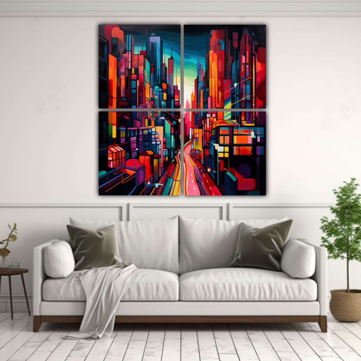 CUATRO TELAS EN BASTIDOR DISEÑO SIMÉTRICO 180X180 CM - 2