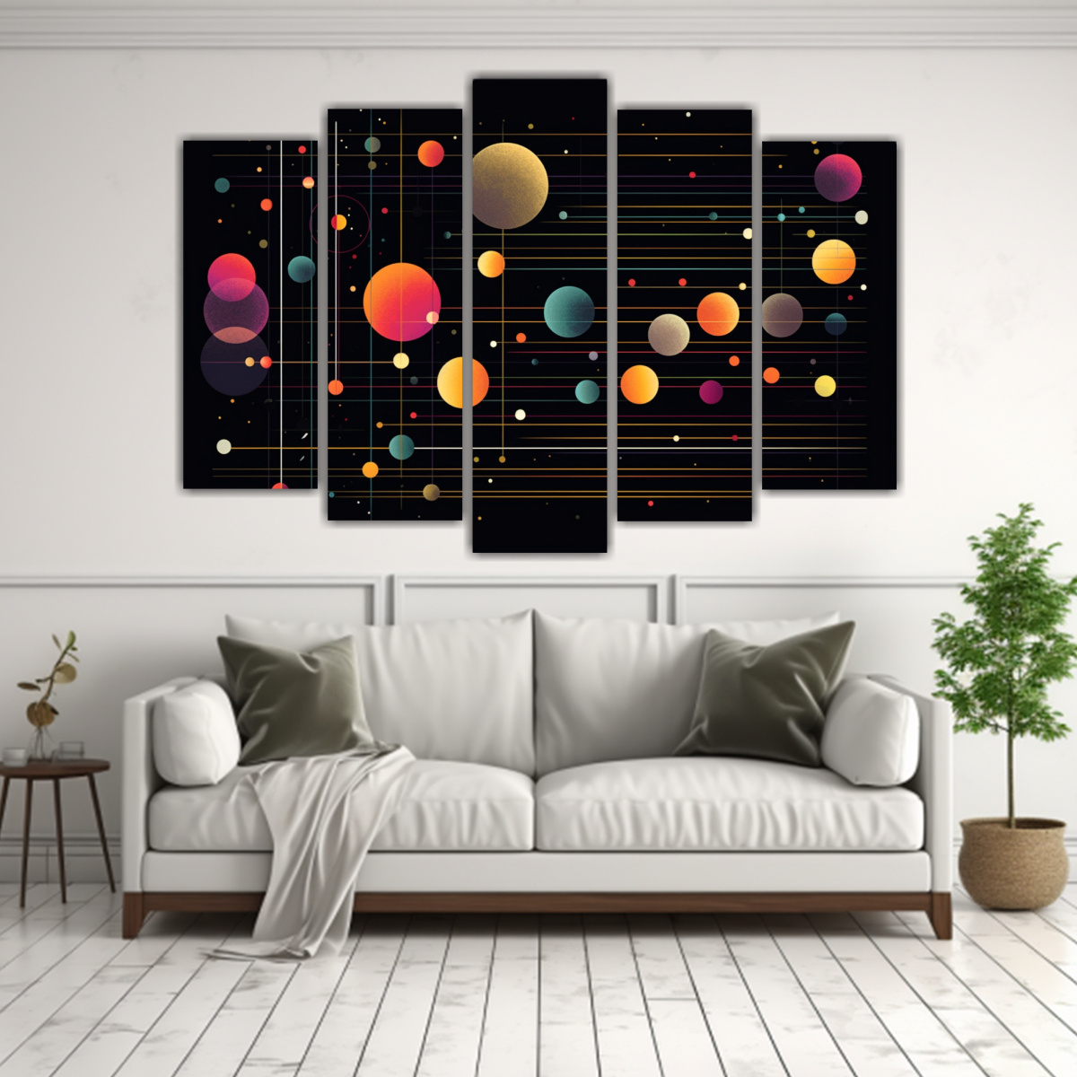 CUADRO ABSTRACTO VINTAGE DEL SISTEMA SOLAR CON 125X75 CM - 2