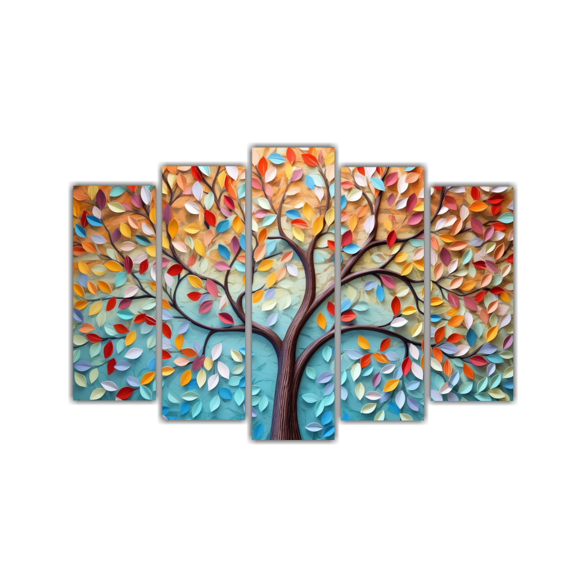 CUADRO EXCLUSIVO DE ÁRBOL COLORIDO CON HOJAS EN 150X100 CM - 1