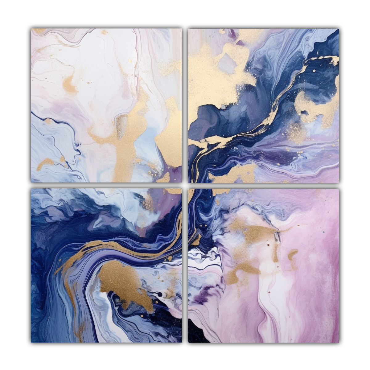 CUATRO CUADROS MODERNOS INSPIRACIÓN PINTURA 60X60 CM - 1