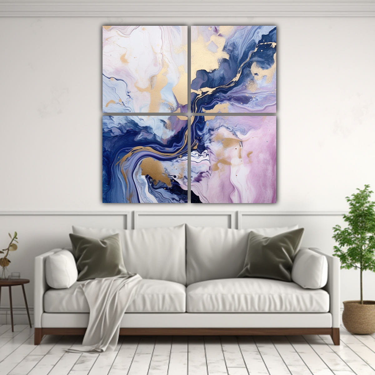 CUATRO CUADROS MODERNOS INSPIRACIÓN PINTURA 60X60 CM - 2