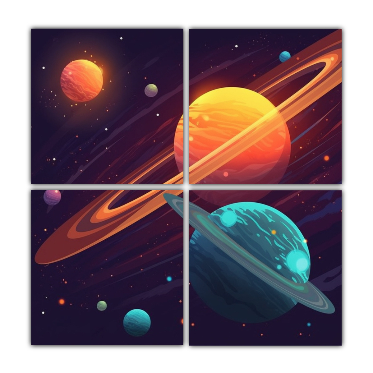 CUADROS DECORATIVOS CON PLANETAS Y LÍNEAS FINAS, 40X40 CM - 1