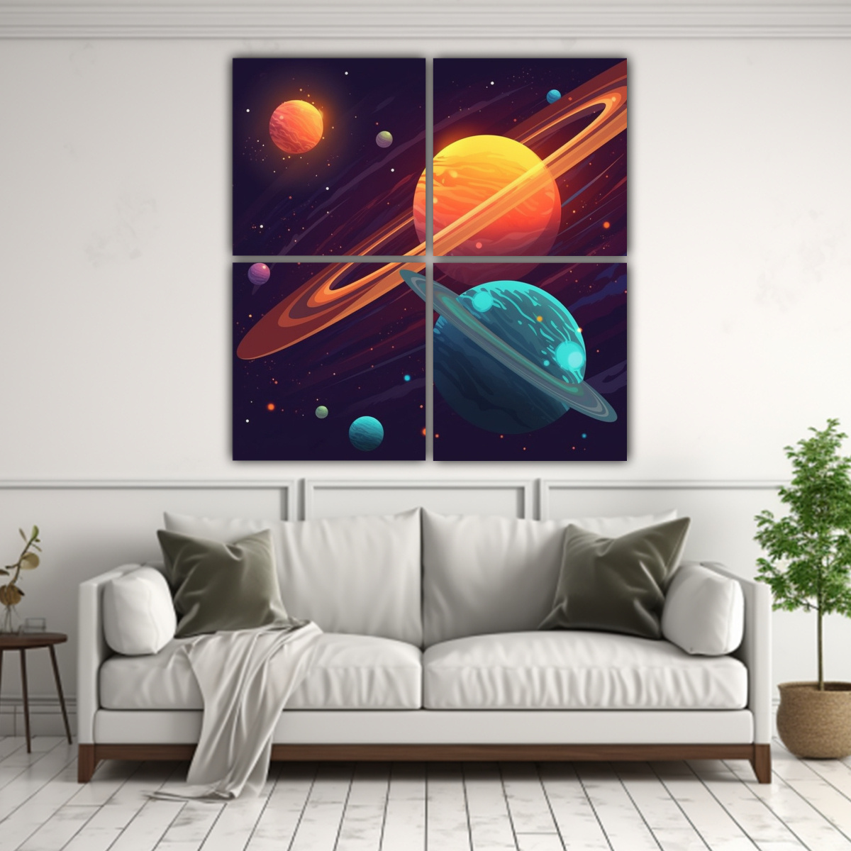 CUADROS DECORATIVOS CON PLANETAS Y LÍNEAS FINAS, 40X40 CM - 2