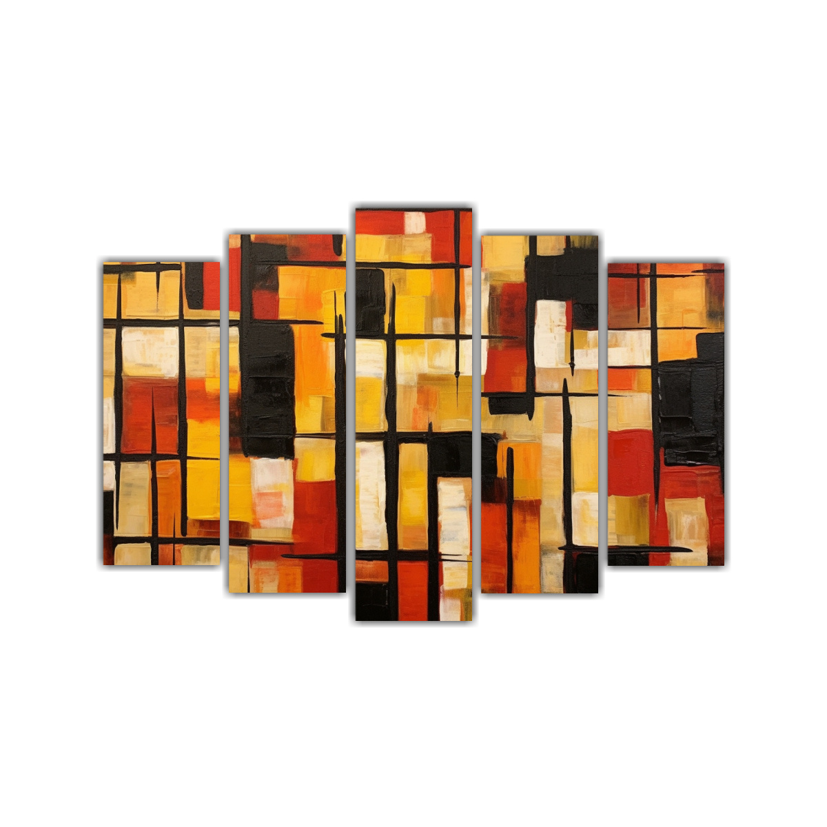 PINTURA GRANDE DE RAYAS ROJAS AMARILLAS MARRONES 150X100 CM - 1