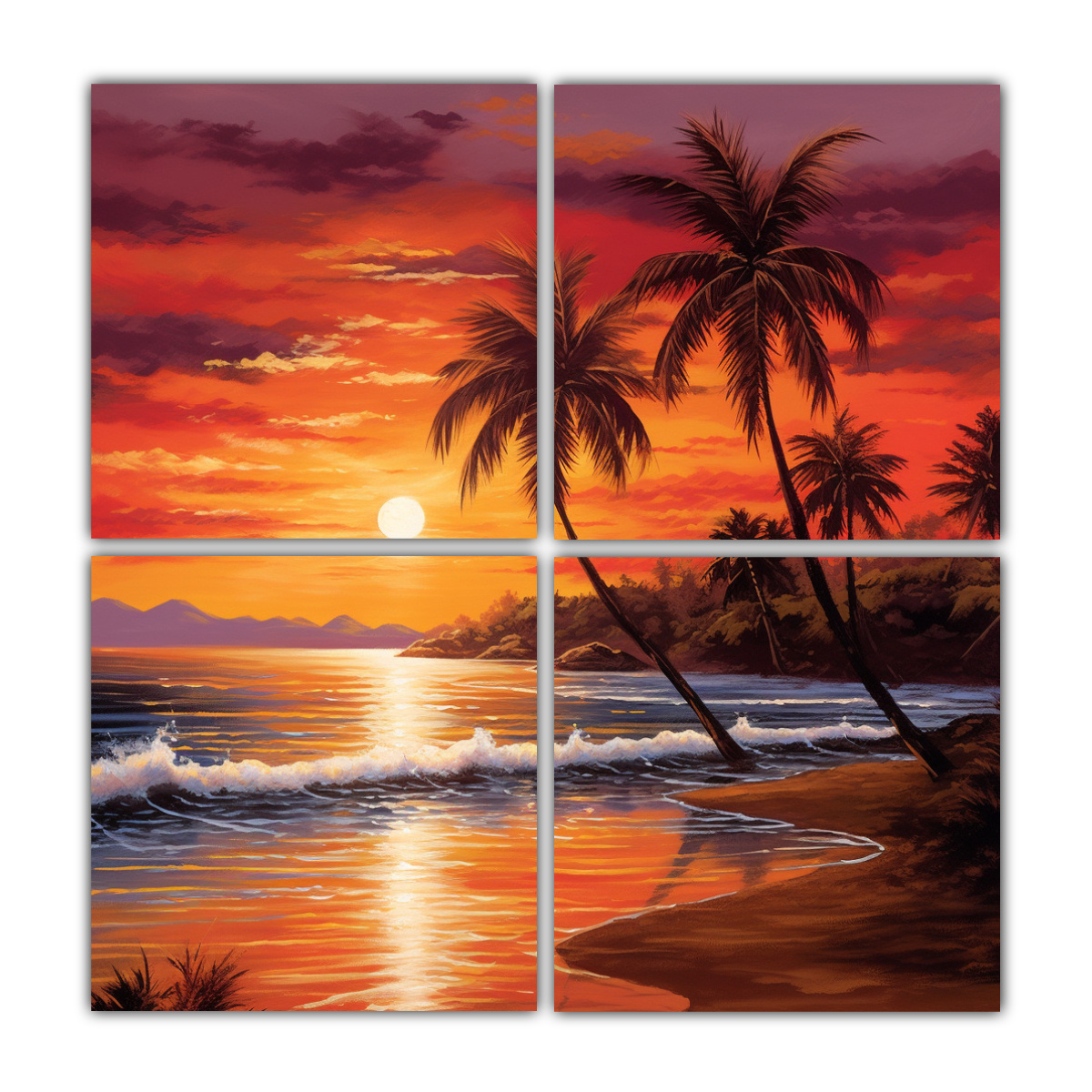 PINTURAS DECORATIVAS DE 4 LIENZOS DE COLORES 180X180 CM - 1