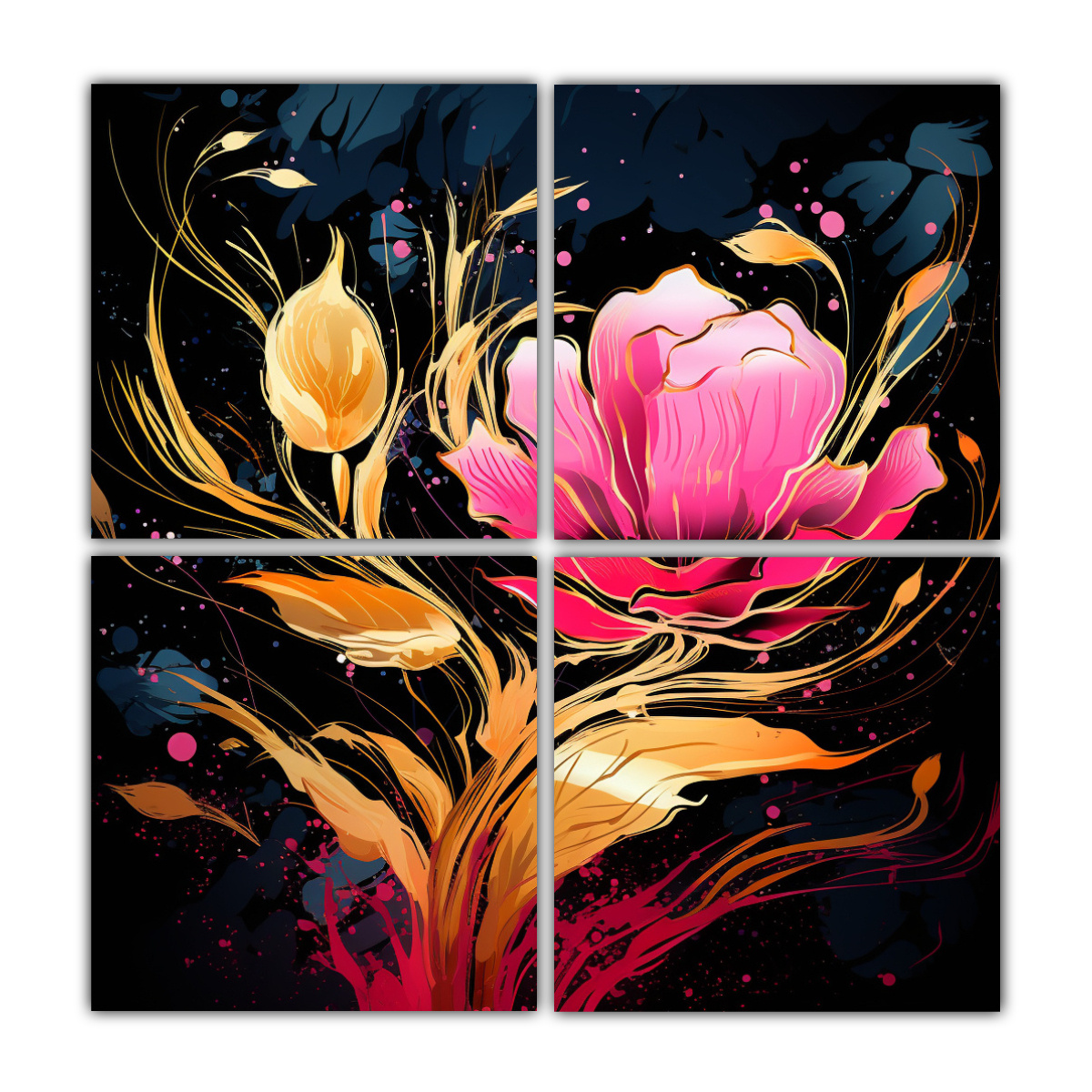 PINTURAS DECORATIVAS EN ESTILO NEONOIR, FIGURAS 140X140 CM - 1