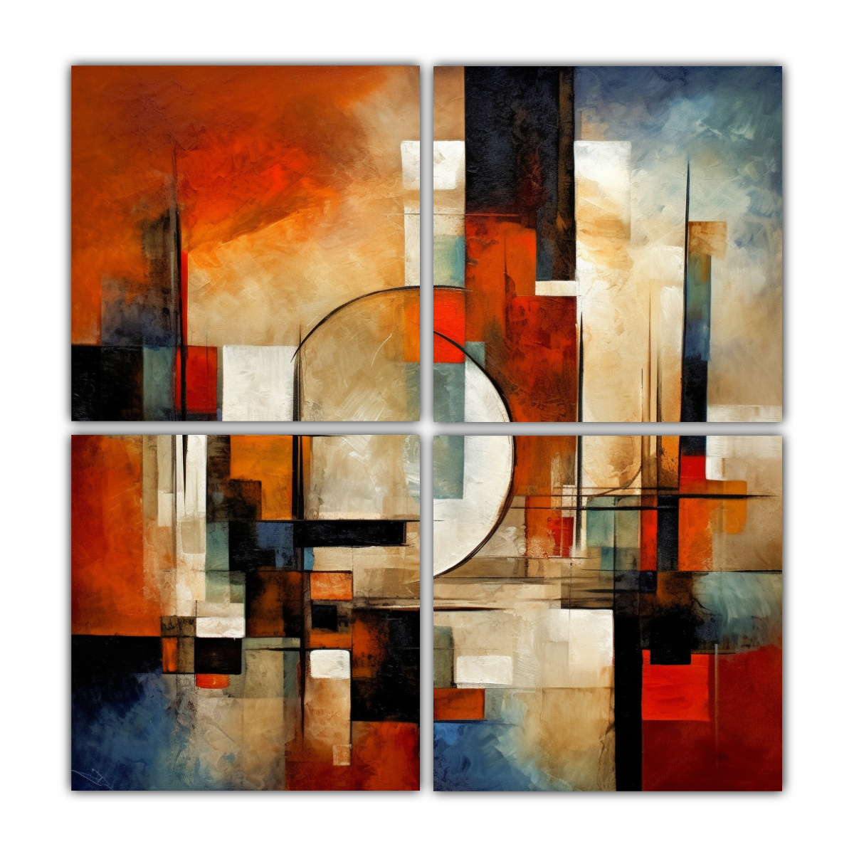 CUADROS ABSTRACTOS DE TELA: DECORACIÓN CLÁSICA 140X140 CM - 1