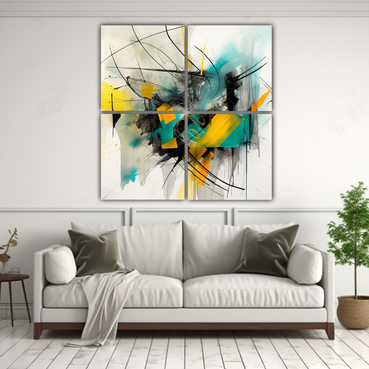 CUADRADO EXUBERANTE CON DIBUJO ABSTRACTO EN 100X100 CM - 2
