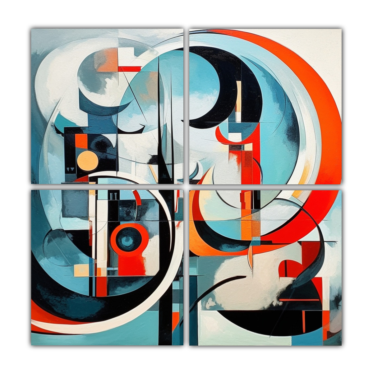 CUATRO COMPOSICIONES ABSTRACTAS MODERNAS ESTILO 200X200 CM - 1