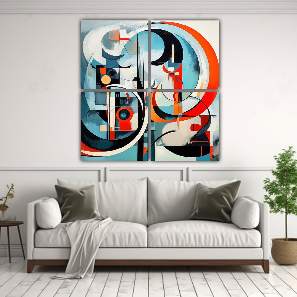 CUATRO COMPOSICIONES ABSTRACTAS MODERNAS ESTILO 200X200 CM - 2