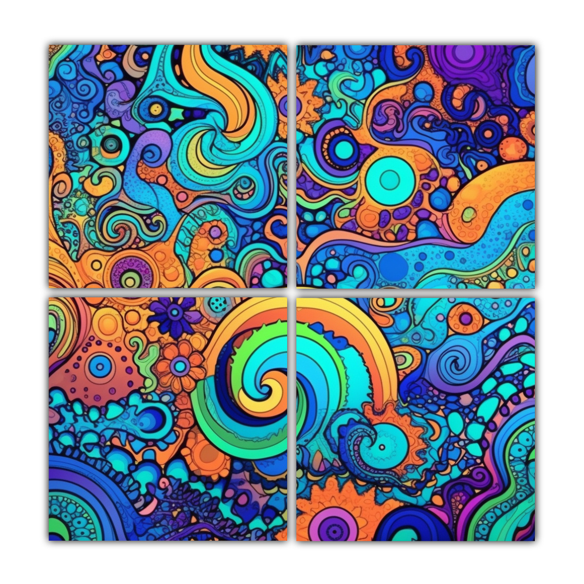 CUATRO LIENZOS INTENSIDAD COUNTESS CON PATRONES 200X200 CM - 1
