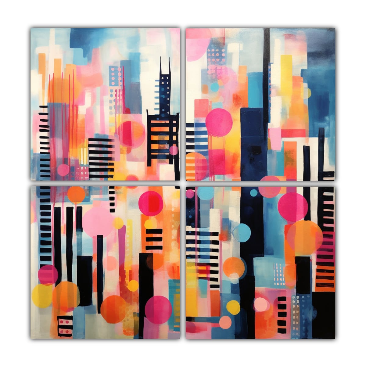 CUADRO DE UNA CIUDAD CON COLORES DIFERENTES EN 120X120 CM - 1