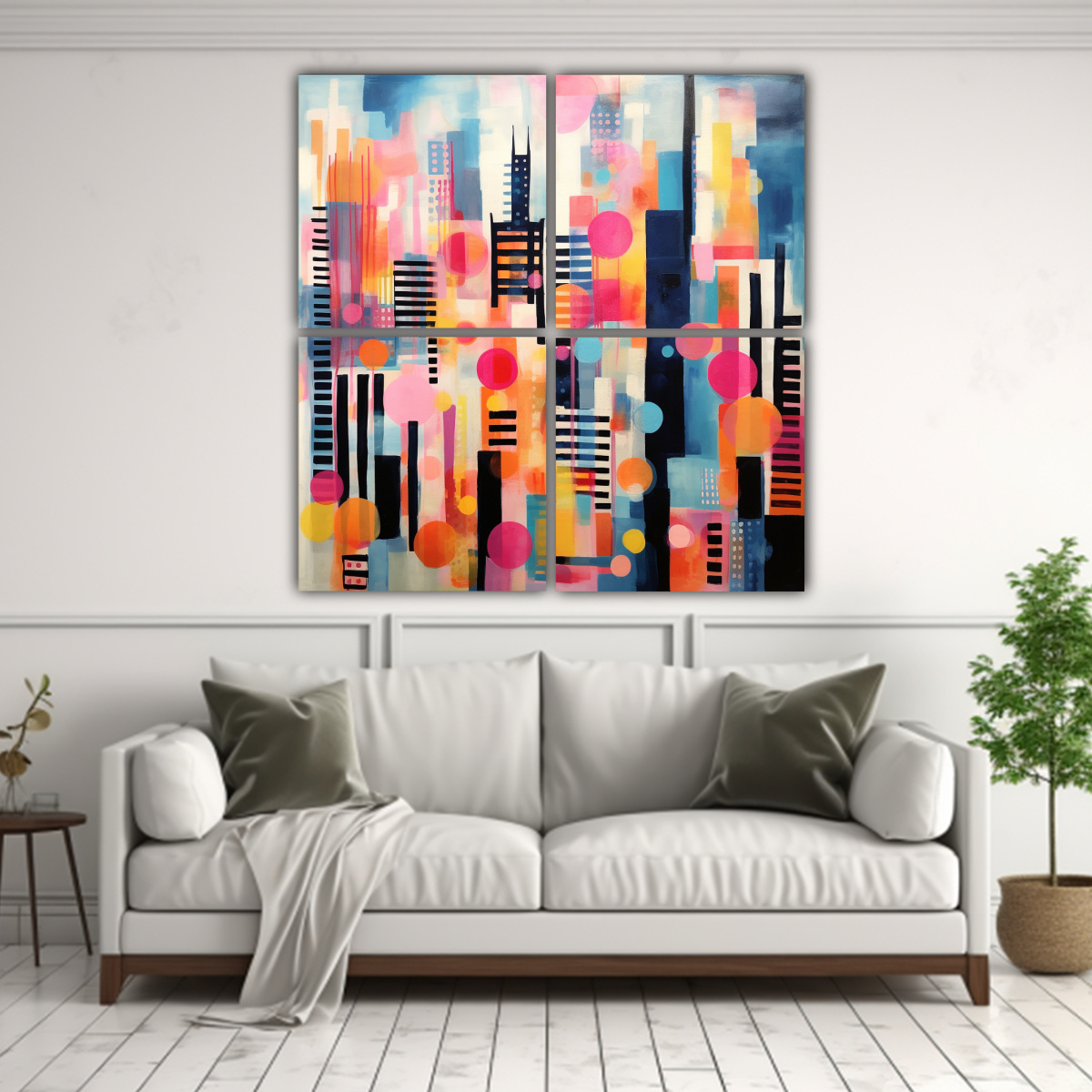 CUADRO DE UNA CIUDAD CON COLORES DIFERENTES EN 120X120 CM - 2