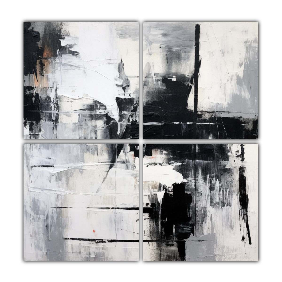 CUADRO ABSTRACTO EN BLANCO Y NEGRO, TEMÁTICA 80X80 CM - 1