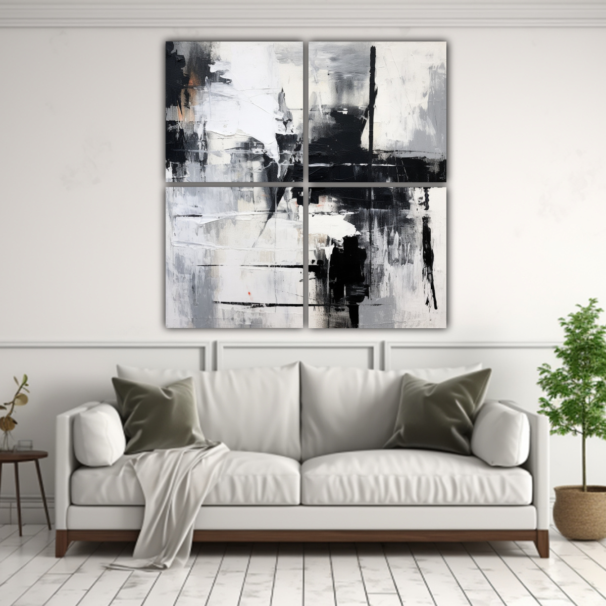 CUADRO ABSTRACTO EN BLANCO Y NEGRO, TEMÁTICA 80X80 CM - 2