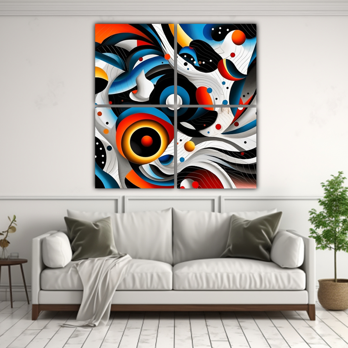 PINTURA DECORATIVA ABSTRACTA CON COLORES Y 140X140 CM - 2