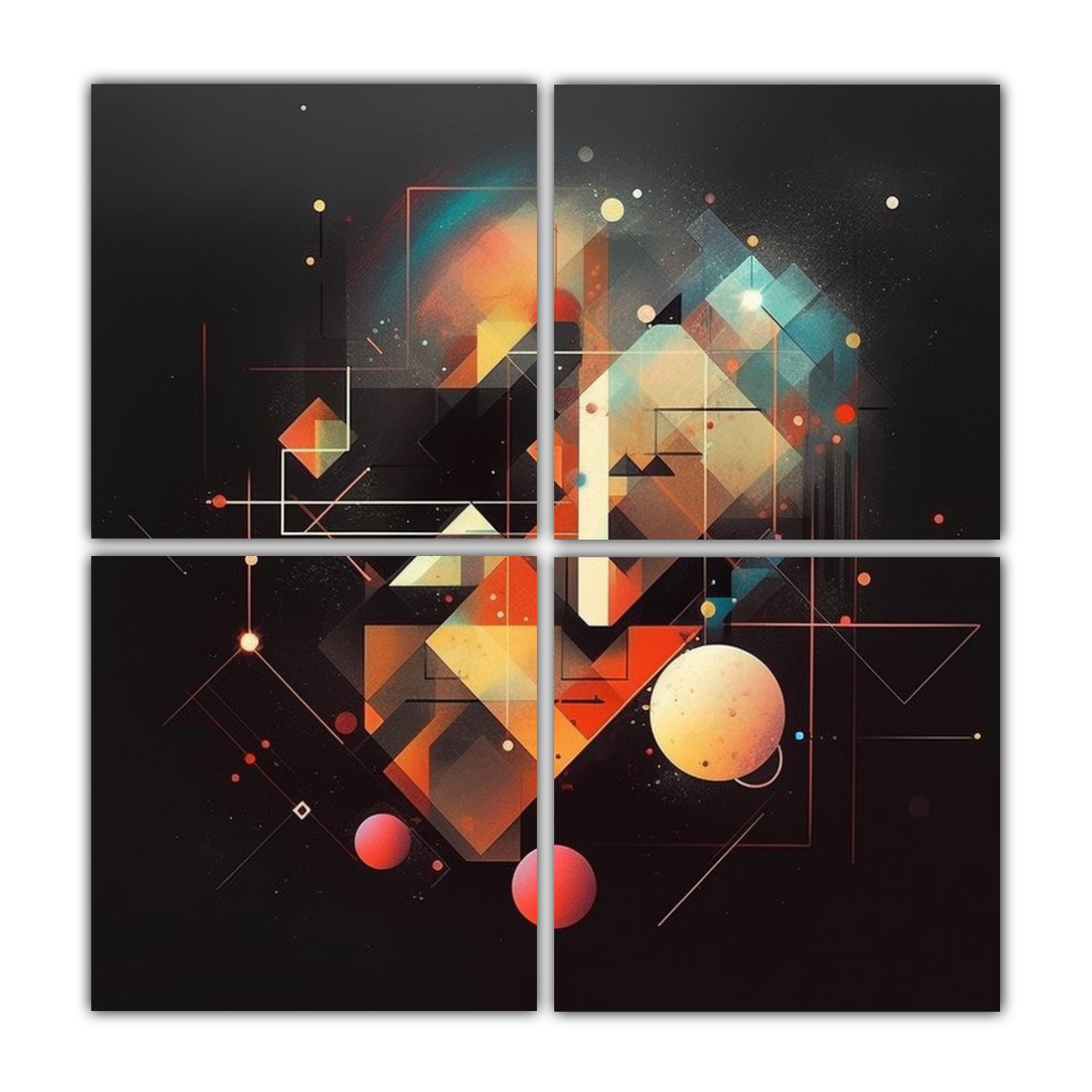 PINTURAS ABSTRACTAS CON FIGURAS GEOMÉTRICAS 40X40 CM - 1