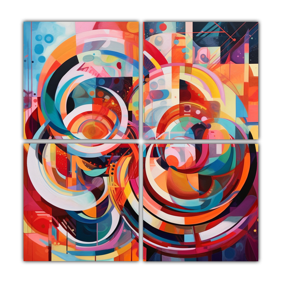 CUATRO TELAS EN BASTIDOR CONCEPTO SIMETRÍA 60X60 CM - 1
