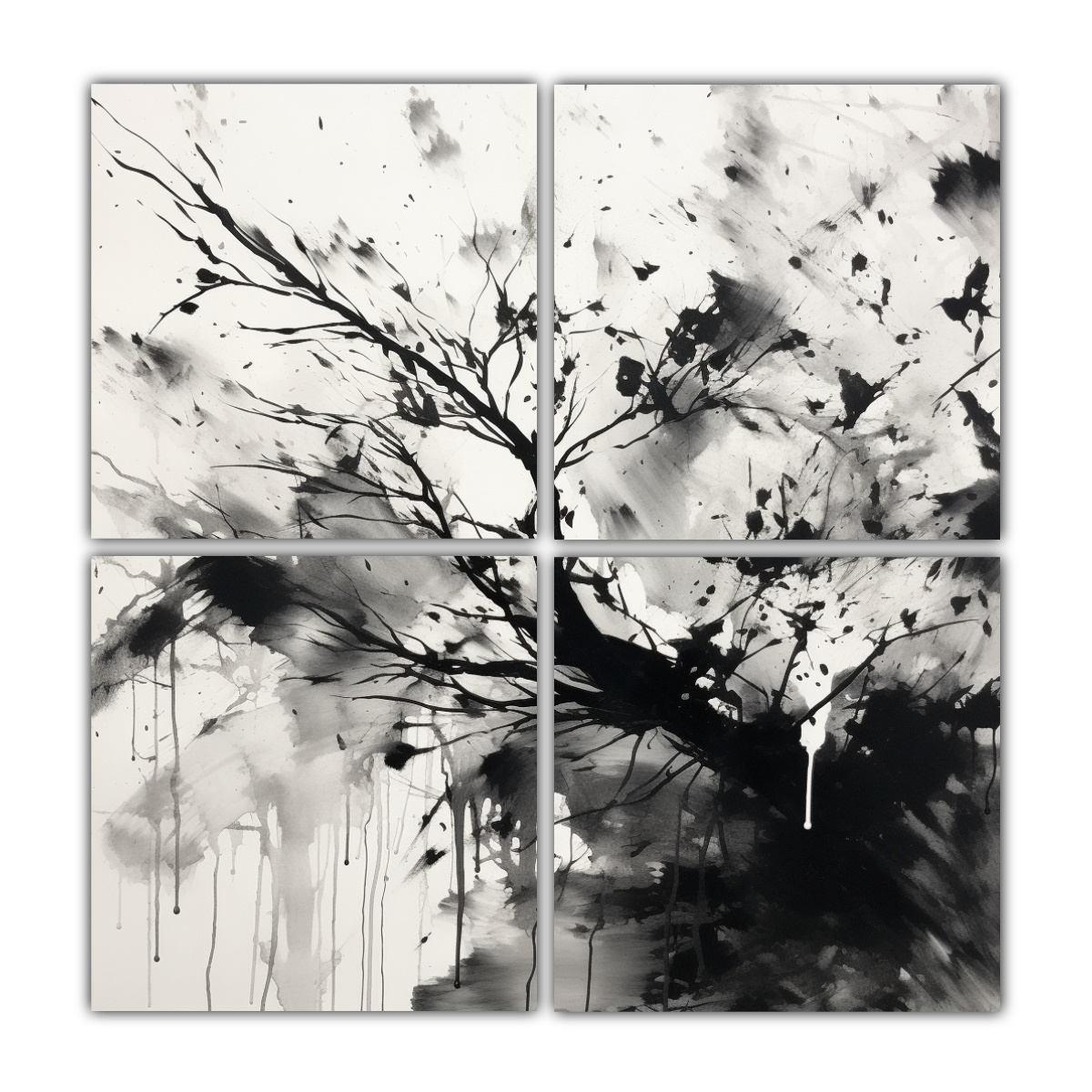 CUADRO CONCEPTO COMEDOR, TINTA NEGRA Y BLANCA, 120X120 CM - 1