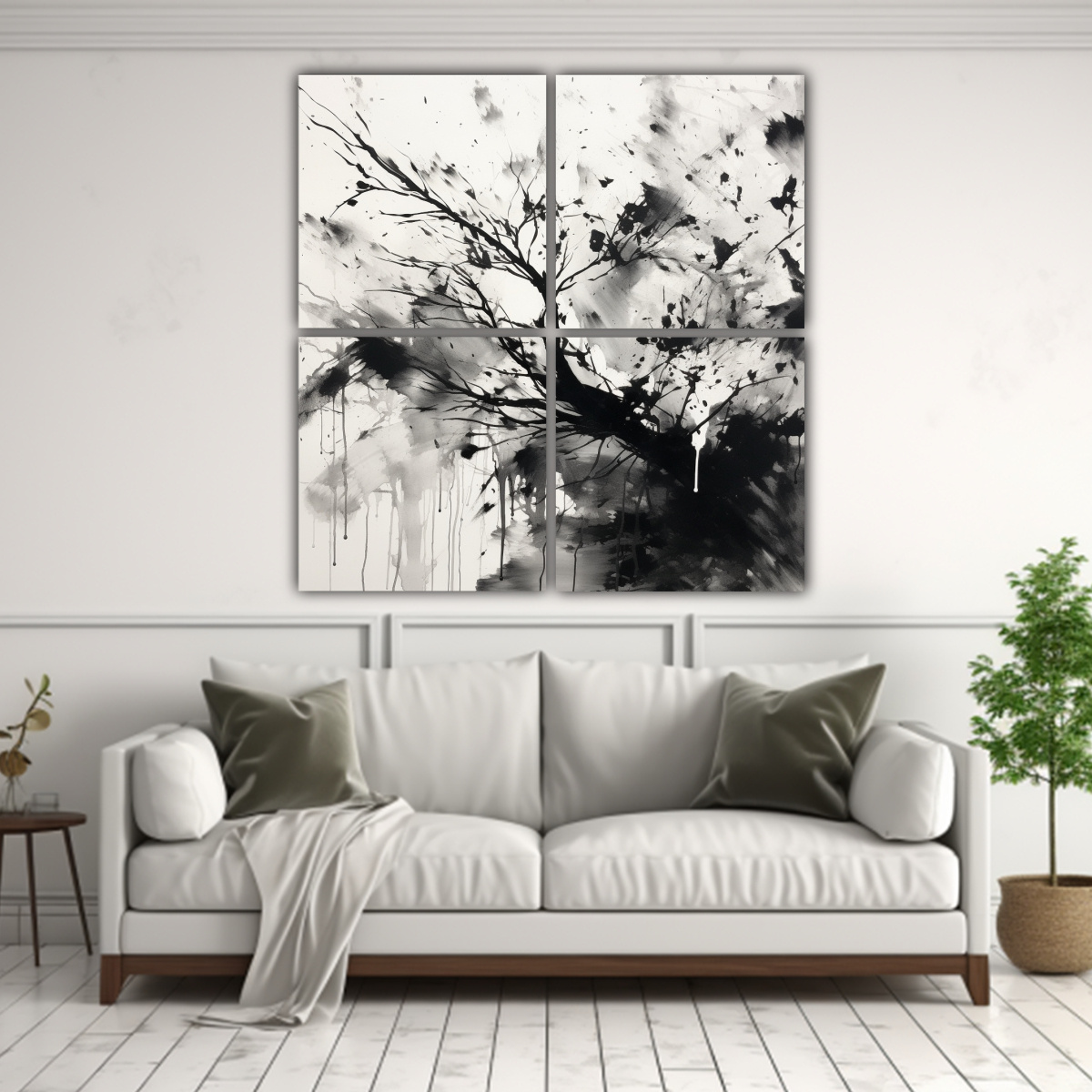 CUADRO CONCEPTO COMEDOR, TINTA NEGRA Y BLANCA, 120X120 CM - 2