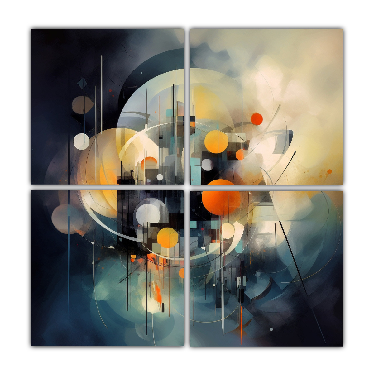 CUATRO ARTE LÍNEAS TEMÁTICA ABSTRACTA 120X120 CM - 1