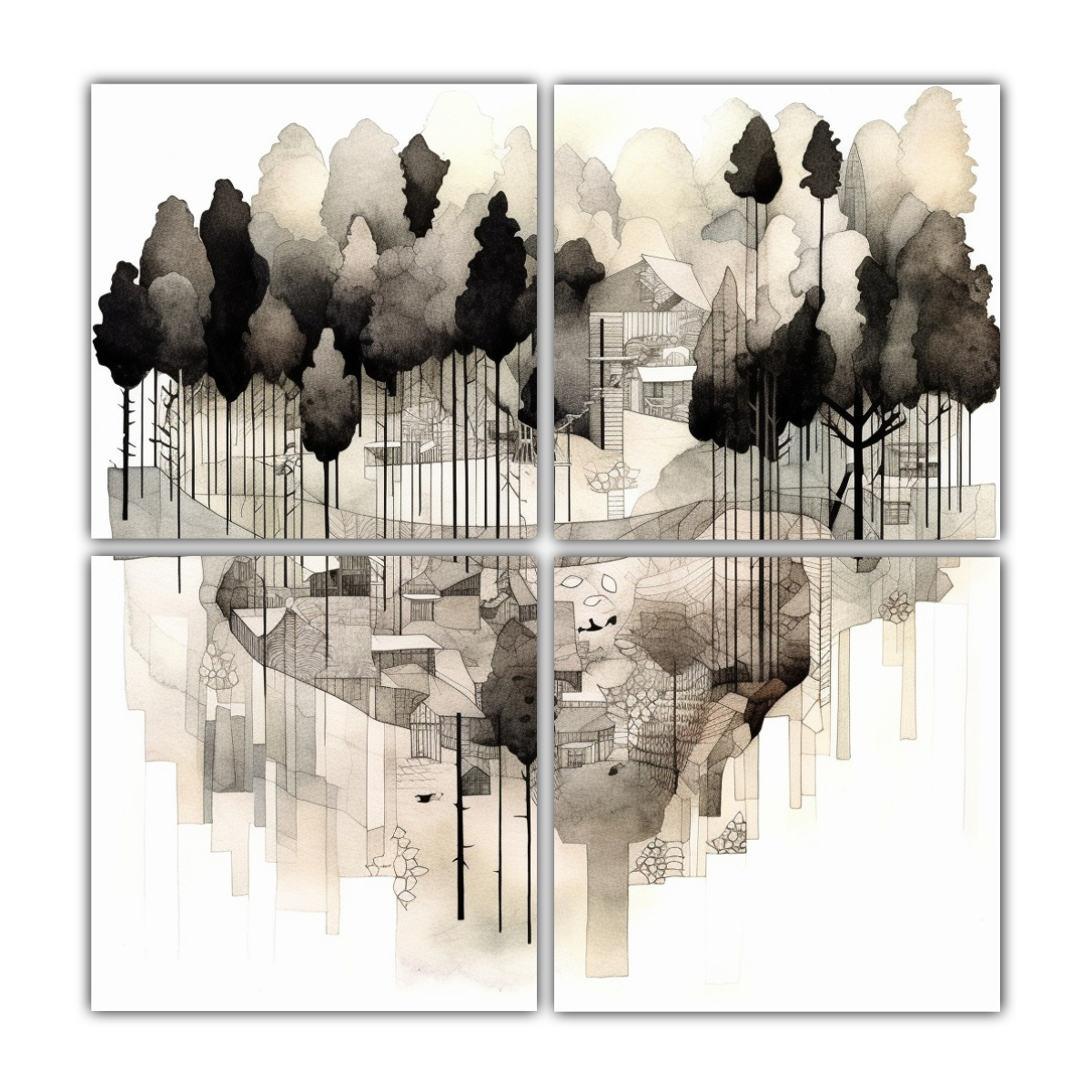 CUADROS CONTEMPORÁNEOS INSPIRACIÓN FRAGMENTADA 120X120 CM - 1
