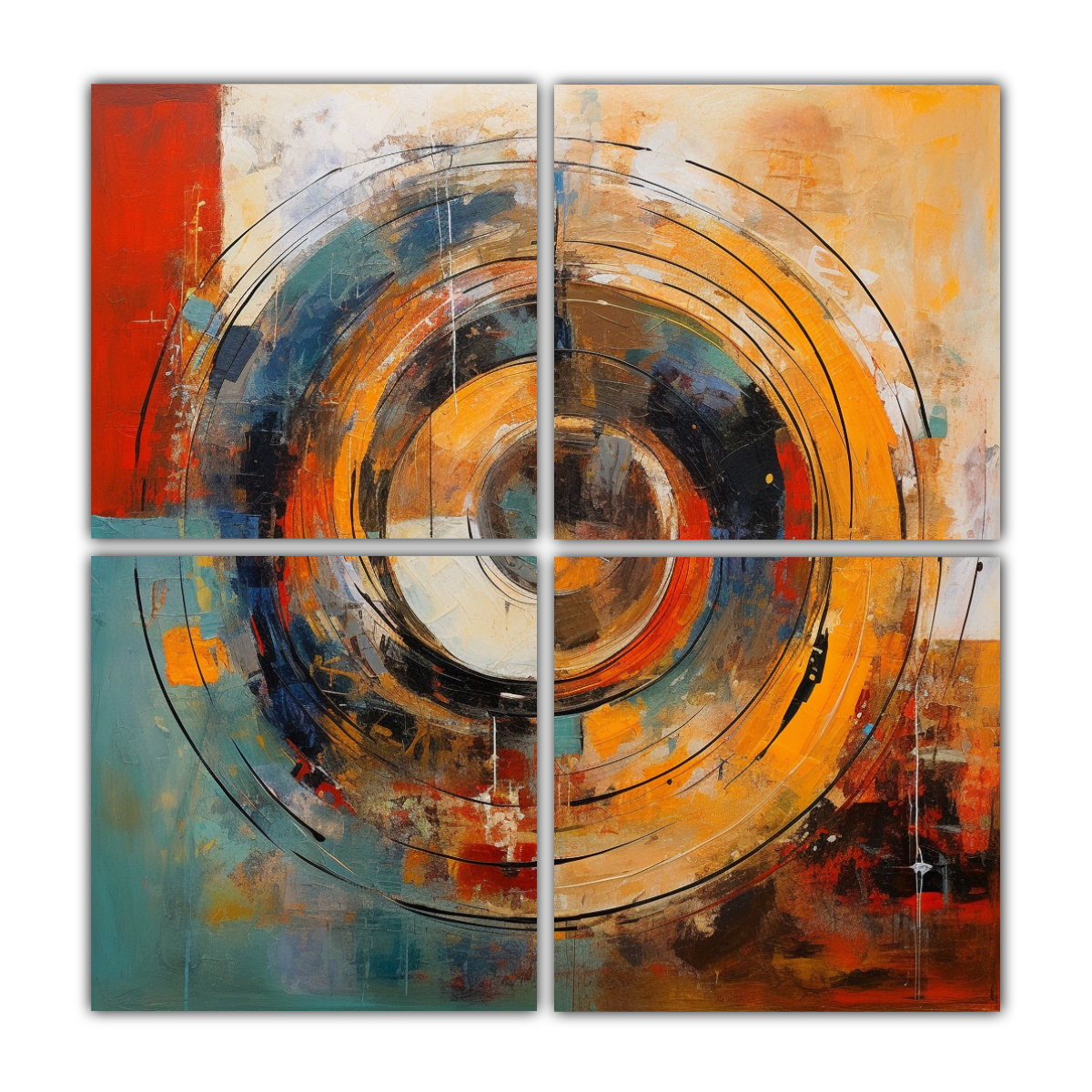 4 LIENZOS ARTE MURAL CIRCLE EXPRESIONISMO ALTA 120X120 CM - 1